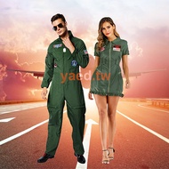 ❤Ready Stock❤Halloween Costume For Adult Army Green American Military Pilot Uniform Women Men Spaces