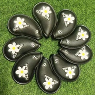 GOLF Iron Cover Sunflower Embroidered Iron GOLF Protective Cover Lychee Pattern Club Cap Cover 9pcs 