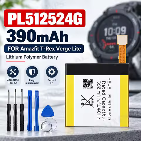 390mAh PL512524G Battery Replacement for Amazfit T-Rex Verge Lite Smart Watch Lithium Polymer Rechar