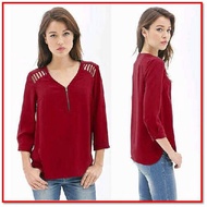 Baju Atasan Wanita Blouse Pakaian Murah Bj Amelia Maroon
