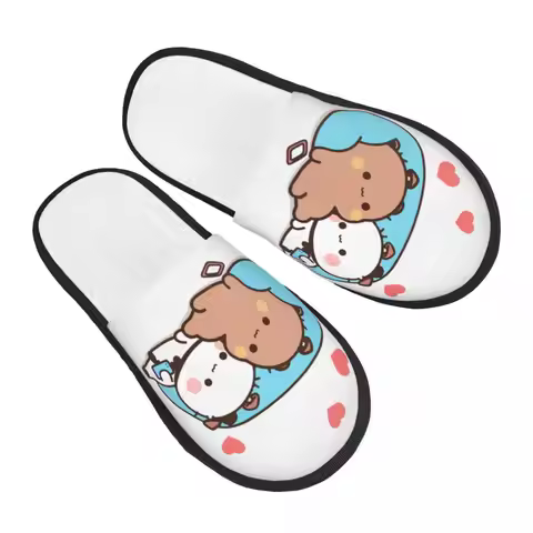 Custom Bubu Dudu Panda And Brownie Bear Couple Soft Memory Foam House Slippers Women Comfy Warm Anti