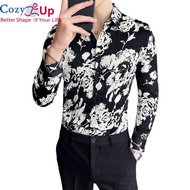 Cozy Up Long Sleeve Shirt British Style Casual Floral Batik Shirts for Men