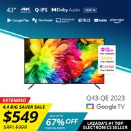 PRISM+ Q43 Quantum Edition [2023 Model] | 4K Google TV | 43 inch | Quantum Colors | Google Playstore | Inbuilt Chromecast | HDR10 | IPS Panel | ZeroBezel | 4K Netflix &amp; Youtube | Dolby Audio | DTS TruSurround | Digital TV | Wifi