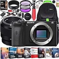 Sony a6600 Mirrorless Camera 4K APS-C Camera Body and FE 50mm F1.8 Full-Frame Fast Prime Lens ILCE-6600B + SEL50F18F Bundle + Deco Gear Travel Backpack Case + Photo Video Software Kit + Accessories
