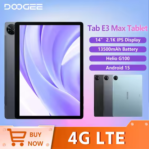 DOOGEE Tablet PC Tab E3 Max Android 15 Gemini AI Quad Speakers 14'' 2.1K Display 8GB RAM 256GB 13500
