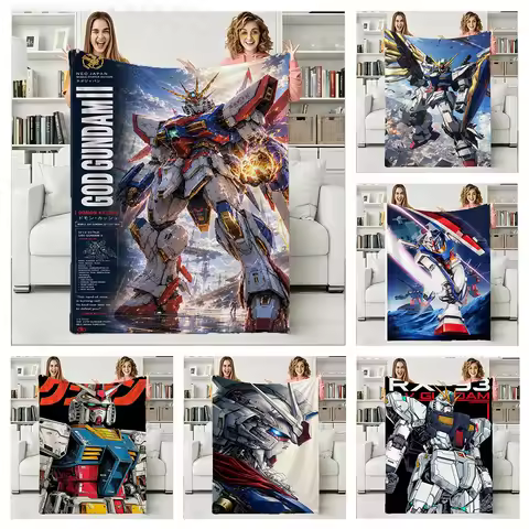 3D Cartoon Anime G-Gundam Cartoon Flannel Blanket Soft Throw Blanket Art for Home Decor Bedroom Bed 