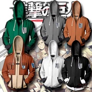 【CustomFashion】Anime Hoodie Attack on Titan Cosplay Zip Hoodies Survey Corps Long Sleeve Survey Corps Streetwear Harajuku Jacket Men/Women Unisex Sport Hoody Tops