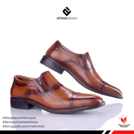 Attaya Design Sepatu Formal Pantofel Pria Kulit Asli Original Oxford Kantor Pendek Tanpa Tali FPM1