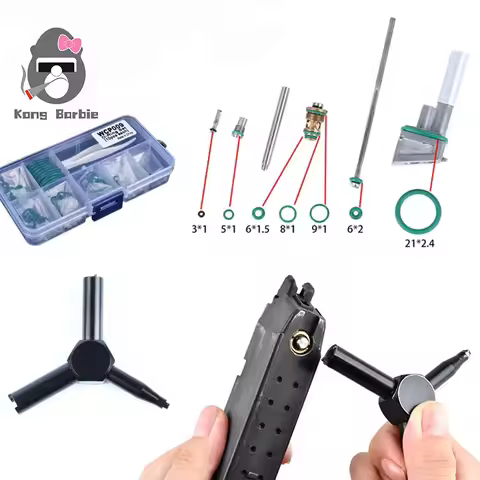 Tactical Airsoft Magazine Fluorine Rubber O Ring Pistol for GBB Marui TM Glock 17 Set Green Flat Sil