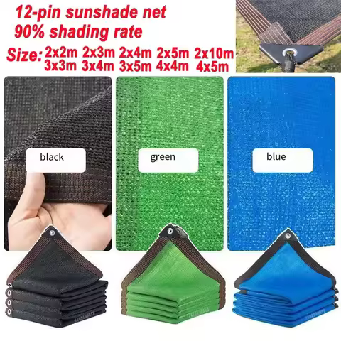 12 Pin Sun Shading Ratio 90% Anti-UV HDPE Black Balcony Garden Greenhouse Succulents Pool Sunshade S