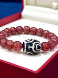 MewGems-Vòng tay mã não nam hồng mix charm Dzi Bảo Bình