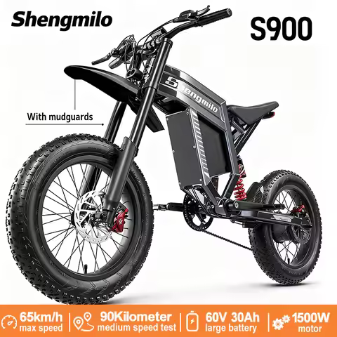 Shengmilo S900 eBike 1500W Motor 60V 30AH Battery 20x4 Fat Tires 40MPH Max Speed 62Mi Long Range Hyd