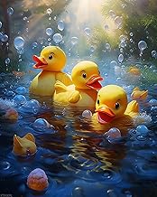 XTXGERL Paint by Numbers, Bubble Bath Rubber Duckies, Adult Crafts Adult Paint by Number Kits, Arts 