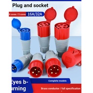 Industrial Plug Three-Phase Electricity 3-Core 4-Core 5-Hole 16A/32A Single-Phase Waterproof Aviatio