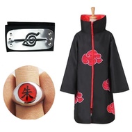 (WITH HEADBAND + RING) Naruto Costume Akatsuki Cloak Cosplay Akatsuki Sasuke Uchiha Cape Itachi Juba
