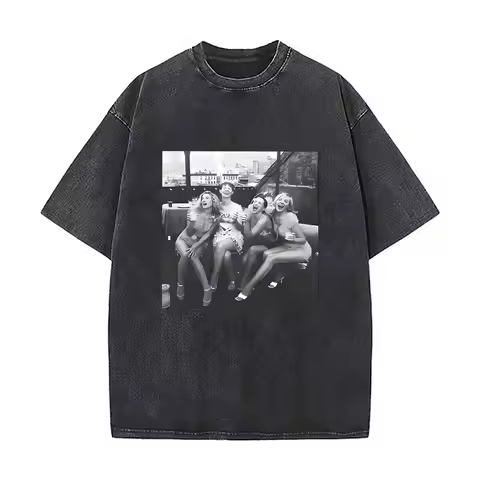 Vintage Glam Retro Girls Men's Summer T-shirt Cotton Vintage Faded Tee
