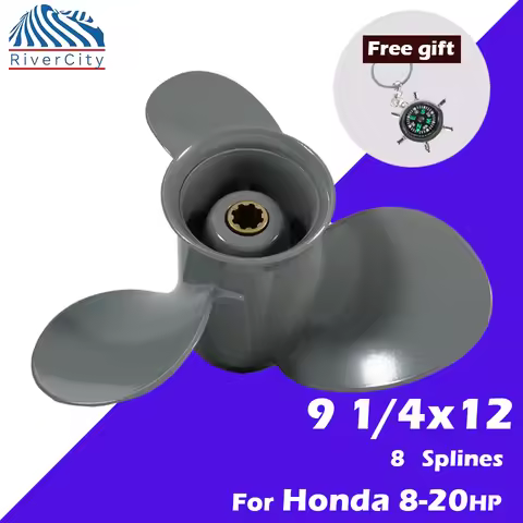 9 1/4x12 Outboard Propeller For Honda 8hp 9.9HP 15HP 20HP Boat Aluminum Alloy Screw 3 Blade 8 Spline