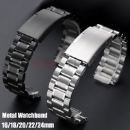 Stainless Steel Watch Strap 16mm 18mm 20mm 22mm 24mm Business Watch Band Metal Strap Men Women Repla