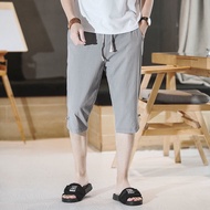 2021 Summer New Style Cropped Casual Pants Men Large Size Cotton Linen Loose Boys Trendy Chinese Men's