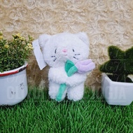 GANTUNGAN White Cat Doll Keychain Cat Keychain