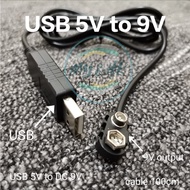 9 Volt Battery Eliminator USB Power Supply Cable (can for Smart Tag) Replace 9V Battery Voltage Conv