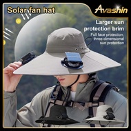 AVASHIN  Solar Fan Hat  Sunshade Hat Outdoor Fan Hat Removable Charging Fan Hat Camping Hiking Fishi