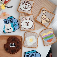 Cartoon Bread Punch Needle Coasters Kit DIY Punch Needle Embroidery Coaster Set
