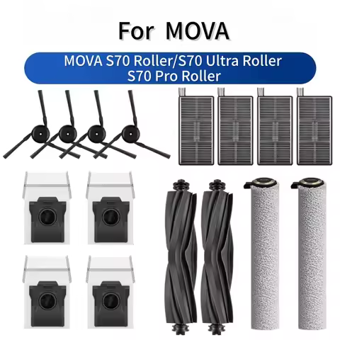 For MOVA S70 Roller/S70 Ultra Roller/S70 Pro Roller Robot Vacuum Roller brush Side brush Filter Roll