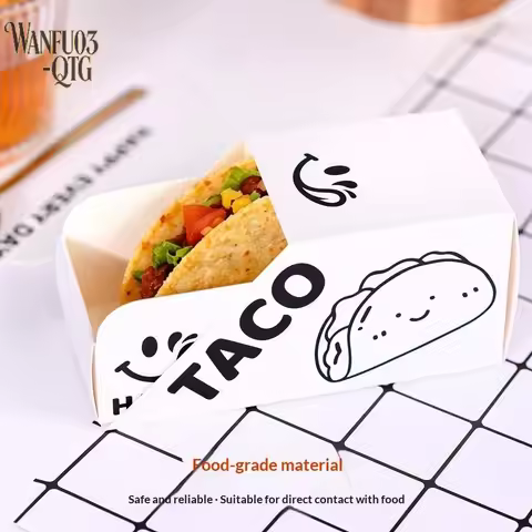 50/100Pcs Taco Paper Packaging Box Disposable Paper Holder For Sandwich Hot Dog Burger Takeaway Fast