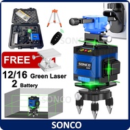 SONCO 12 / 16 Line Laser Level Green Light Self-Leveling 360° Rotary Cross 3D 4D Auto Measurement To