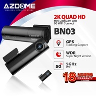 Azdome BN03 1440P/2K Quad HD Dual Channel Front & Rear Dash Cam Night Vision App Control