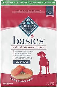 Blue Buffalo Basics Skin &amp; Stomach Care, Grain Free Natural Adult Dry Dog Food, Salmon &amp; Potato 11-lb