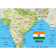 Map of India Art Film Print Silk Poster Home Wall Decor 24x36inch