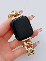 單行牛仔鏈條金屬鏈錶帶適用於Samsung/Huawei/Apple Watch(手錶不包含)