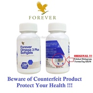 FOREVER LIVING OMEGA 3 PLUS 120 SOFTGELS ORIGINAL | STICKER FARMATAG KKM | FISH OIL