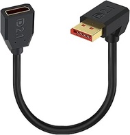 Displayport 2.1 Cable, 90-Degree Right Angle DP Male to Female Extension Cable,52Gbps Short Display