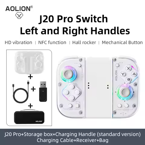 Aolion J20 Joycon For Switch1/2 Wireless Knight Left And Right Gamepad RGB Motion Sensing Hall Joyst