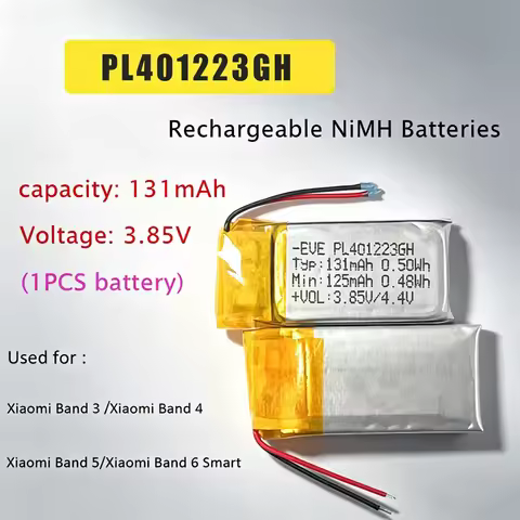 PL401223GH Replacement Battery 131mAh Lithium Polymer Batteries for Xiaomi Band 3 4 5 6 Bracelet Two