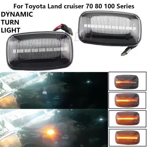 2Pcs Dynamic LED Side Marker fender Lights Flowing Turn Signal Light Side Repeater For Toyota Land C