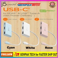 J5CREATE USB-C to HDMI & USB Type-A with Power Delivery(JCA379EW/JCA379ER/JCA379EC)