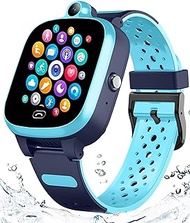 Kids 4G GPS Smart Watch, Waterproof Phone Smartwatch, Worldwide Real-time Tracking Video Phone Call Camera SOS Alarm Geo-Fence Touch Screen Pedometer Anti-Lost GPS Tracker Watch for Birthday Gift