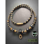 Coconut Shell Necklace Decorated With Laser Gold Auspicious Wood