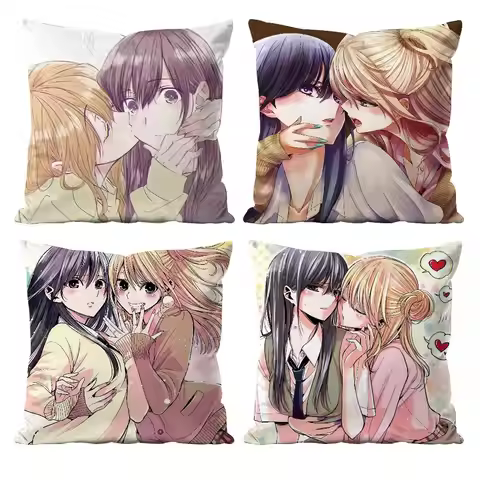 Loving GL Anime C-Citrus Pillow Case Anti-dustmite Pillowcase Invisible Zipper Silky Short Plush Sof