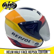 HALF FACE REPSOL MOTORCYCLE HELMET / HELMET UNIVERSAL ADULT EDITION