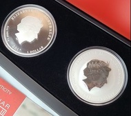一套4枚1盎司純銀澳洲銀幣，2017年十二生肖一澳元精製幣，含彩色硬幣，紀念幣，珀斯鑄幣廠，Ag9999