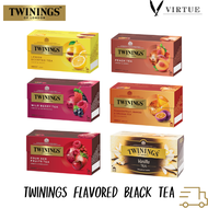 ทไวนิงส์ Twinings Flavoured Black Tea (ชนิดซอง 2 กรัม แพ็ค 25 ซอง) Lemon, Peach, Vanilla, Wild Berry, 4 red fruits,Mango