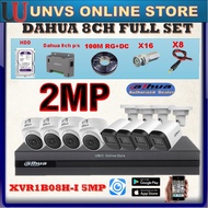 DAHUA 2MP Complete Set  8CHANNEL HD 1080P CCTV 8CH DVR 5MP + Camera + HARD DISK + Power Supply dahua