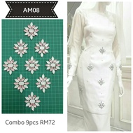 9pcs Beleza Beads Iron on Manik Tampal Bead Seterika Baju Kurung Moden Kebaya Baju Nikah Baju Kurung