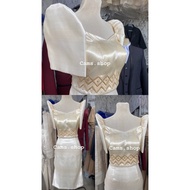 ♞Filipiñana Ladies Barong Terno Croptop / Pencil Cut Skirt