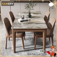 SANSHY Italian Sintered Stone Dining Table Square Table Dining Table Set Dining Chair Scratch Resist